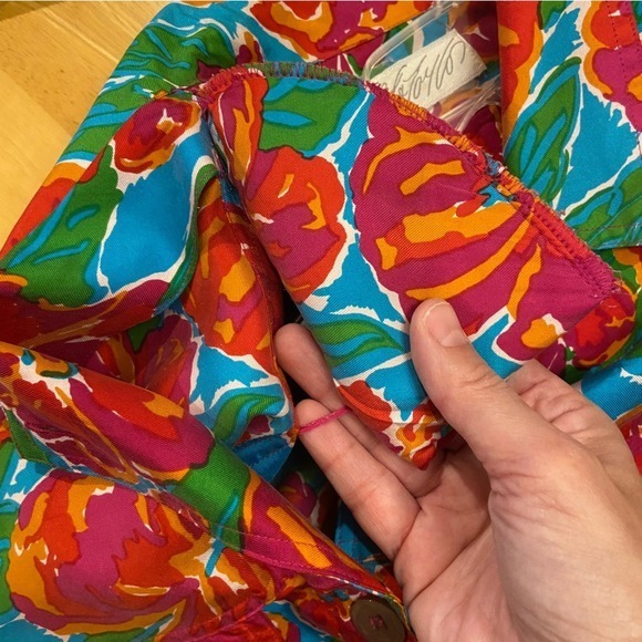 Vintage 80s Lord & Taylor Silk Floral Set Cropped Jacket Resort M/L - Picture 13 of 16